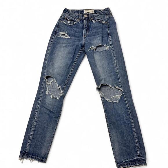 Garage Pants - Garage Size 0 Denim Distressed Jeans Straight Leg